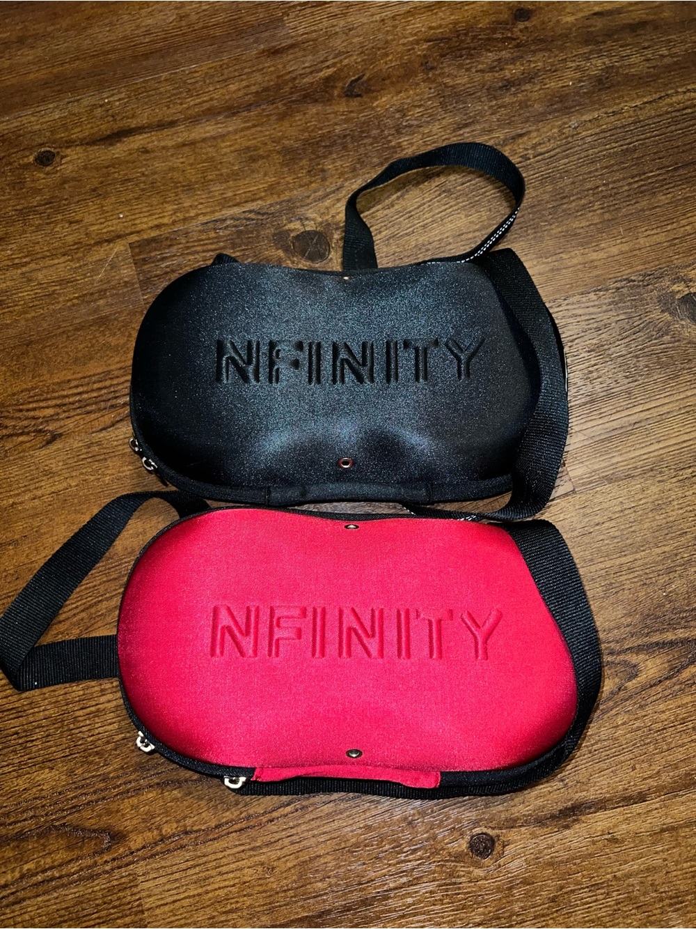 NFINITY Cheer Shoe Case Hard Shell Black Red Zipper Shoulder Strap Embossed